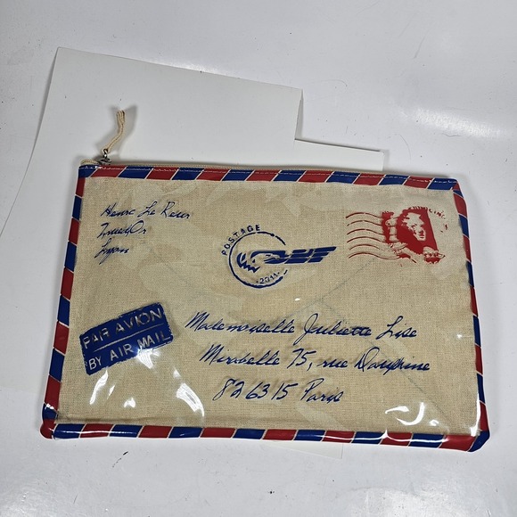 Avon Handbags - Par Avion Paris Envelope Cosmetic Make Up Bag NEW 9" X 6" Clear Back